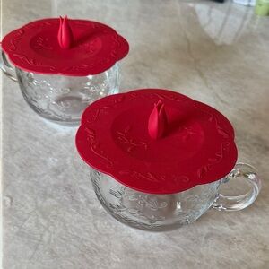 Princess House Embossed Clear Glass Mug Set